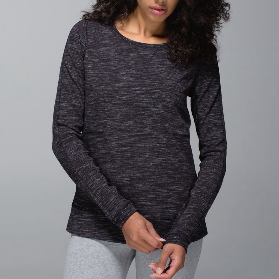 Lululemon Exhalation Pullover Ii Heathered Marled Black